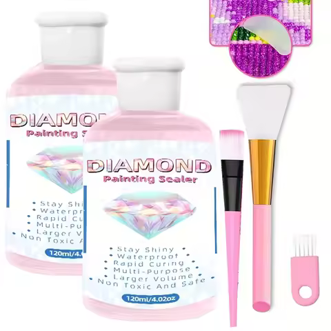 120/240ml Diamond Painting Sealer Set with Brush,5D Diamond Art Transparent Sealer for Preventing Di