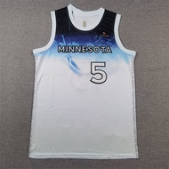 Timberwolves City Edition White and Blue Basketball Jersey Breathable Embroid Fan Edition No. 5 Edwa