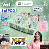 [2 BOX PACKAGE 3in1 6+1 Pods] EZWash Laundry Pod 3-in-1 Chamber Liquid Detergent Gel Capsule EZ Wash