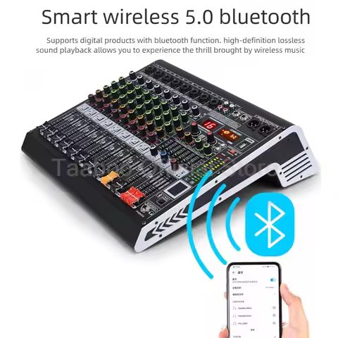 4/6/8/12 Channel Audio Mixer 5.0 Bluetooth 48V Phantom Power DSP Mixing Console 7 Band EQ Sound Box