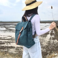 防潑水筆電後背包 日本蠟染帆布大容量旅女行背包 湖水藍 -108號