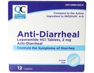 Quality Choice Anti-Diarrheal Loperamide HCI Tablets, 2 mg, 12 Caplets