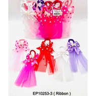 12pcs/tali Cute Pink Lace with pearl Pony For Kids Children Lace Ponytail  Ipit Pambata