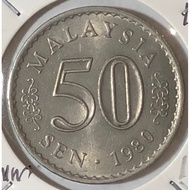( Syiling ) 50 Sen 1980 ( UNC ) Malaysia Parliament House