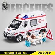 LEO 1:32 Benz Ambulance Metal Diecast Alloy Toy Car Model Trucks For Kids Toys Vehicles Hobbies Coll