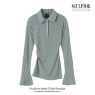 SCULPTOR® เสื้อยืด Button Down Bell Sleeve Tee