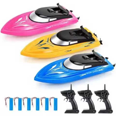 3PACK RC Boat for Pools/Lakes/Rivers/Bathtub: 2.4GHz Remote Control, Full Waterproof ABS Body, Blue/