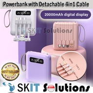 【SKIT SG】20000mAh Mini Power Bank 4in1 DETACHABLE Cables Powerbank Emergency Backup Battery Charger w/ LED Light Lanyard