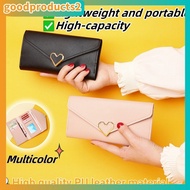 [COD] New Women's Long Wallet, Plain Heart-shaped Wallet, Multi Slot Buckle Women's Wallet, Women's 