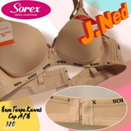 J380 Sorex Bra for Teenagers and Adults, Thin Foam, No Underwire, Cup A, Size 34-40, Two Hooks