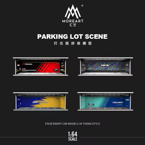MoreArt 1:64 HKS/Advan/Spoon/Falken Painting Parking Lot Diorama, Light Diorama For Gift&Diaplay&Col