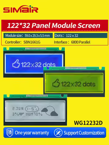 Winstar WG12232D 5V Screen 6800 Interface SBN1661G 122x32 Graphical LCD Displays 12232 Gray 122*32 P