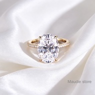 8ct Full Real Moissanite Oval Diamond Ring Halo All Can Pass Diamond Test For Engagement Women Propo
