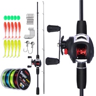 FRRTC Fishing Rod Set Casting Rod Baitcasting Fishing Reels Line Lure Fishing Combo