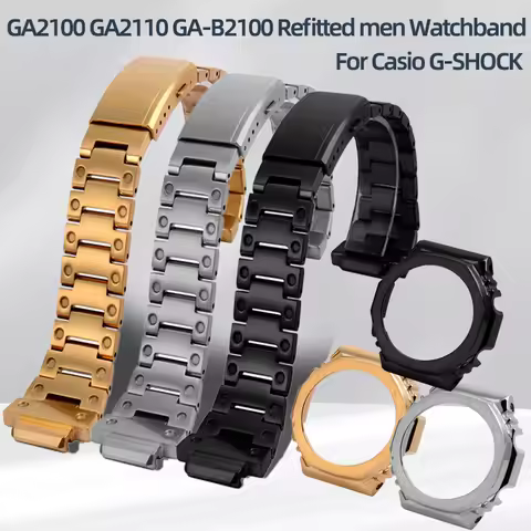 For Casio G-SHOCK GA-2100 Stainless Steel Strap metal Case Bezel GA2100 GA2110 GA-B2100 Refitted men