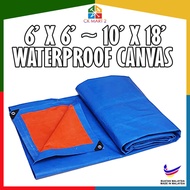 Kanvas Biru Jingga Kalis Air / Blue Orange Waterproof Canvas (6'x6' ~ 10'x18') Heavy Duty Multi-Purp