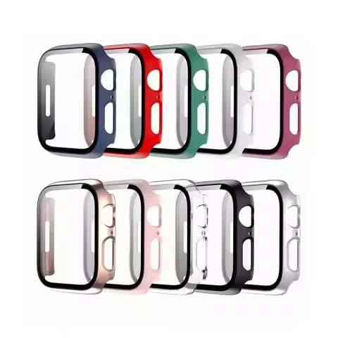 Glass + Case for Apple Watch 45mm 41mm 44mm 40mm Screen Protector Bumper PC Cover for iWatch Series 