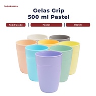 IH- 500ML PASTEL MACARON GRIP PLASTIC DRINKING GLASS