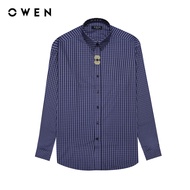 OWEN - Áo sơ mi nam dài tay Slim Fit AS240509D màu Xanh tím than chất liệu Bamboo poly