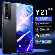 Telefon bimbit Y21, telefon bimbit murah, promosi keluaran telefon bimbit 12GB+512GB terkini, telefon pintar 6.8 inci asal baharu termurah telefon mudah alih asal 4g5g
