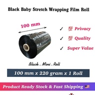 Black Plastic Sanitary Napkins Box PARCEL WRAP BLACK MINI roll STRETCH FILM (100mm x 220g x 1 roll)