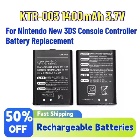 Upgrade KTR-003 1400mAh 3.7V Rechargeable Lithium-ion Battery Pack for Nintendo New 3DS Console Cont