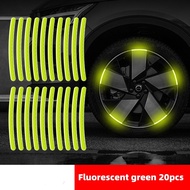 20pcs Car Wheel Hub Reflective Sticker Tire Rim Reflective Strips Luminous Sticker for Night Driving