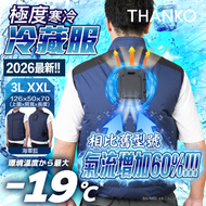 Cooling Vest 2026 極冷冷藏服 (背心) - 帕爾帖半導體制冷 -19°C 雙風扇 戶外工作/工地/外送降溫 首批送20000mAh電源 海軍藍色 3L XXL