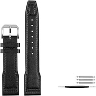 For Iwc For Pilots For Little Prince Watch For Iw327004 For Iw377714 For Mark16 For 17 For 18 Leather Strap 20 21mm Men Watchband Belt Bracelet (Color : Black black silver, Size : 21mm)