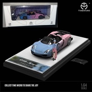 Time Micro 1/64 Scale Porsche 918 Spyder Blue Pink Die-cast Car w/ Figure