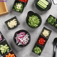POMAT Melamine Sauce Dishes, Japanese Style Multi-grid Seasoning Plate, Multifunction Black Vinegar Dishes Soy Sauce Dish Sushi Soy Dipping Sauce Bowl For Storage Plate