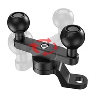 Aluminum Alloy Handlebar Clamp Mount Base with Double 1''(25mm) TPU Ball for Round Rails Diameter 0.