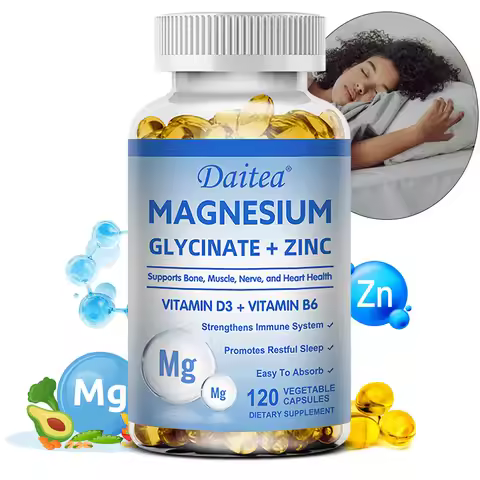 Magnesium Glycinate + Zinc - Improves Sleep Quality, Promotes Cardiovascular Bone and Heart Health, 