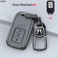 ZOBIG ฝาครอบที่ห้อยกุญแจ Hondaฝาครอบที่ห้อยกุญแจฝาครอบกุญแจเคสกุญแจหนังโลหะผสมสังกะสีสำหรับ Honda ซิ