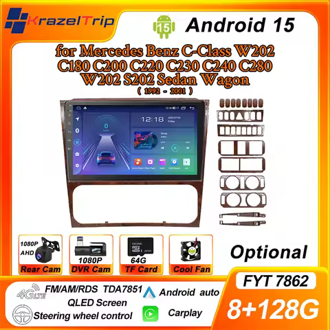 Wireless CarPlay Android Car Radio for Mercedes Benz C-Class W202 C180 C200 C220 C230 C240 C280 W202