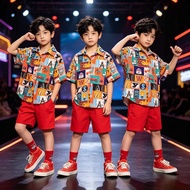 Children Hong Kong Style Retro Costume 8090s Nostalgic Theme Kindergarten Games Performance Costume 