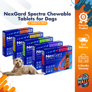 NexGard Spectra Chewable Tablets for Dogs 3 Tablets/Box All Breed Sizes Flea Ticks Heartworm Defense Beef Flavor