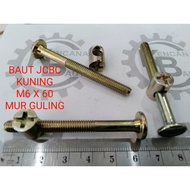 JCBC M6 X 60 BOLT + BOLSTER NUT HAMMER/ FURNITURE BOLT/ KNOCKDOWN/ M6 SCREW BOLT AND NUT