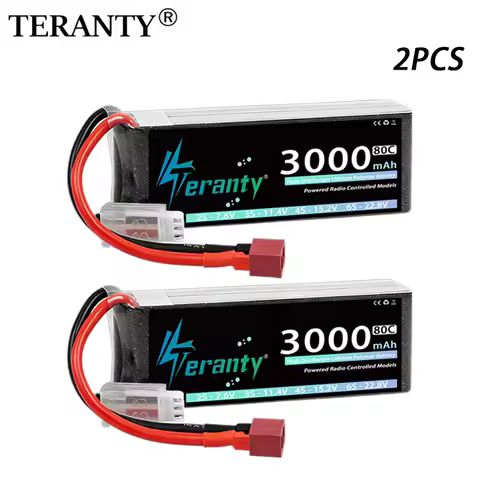 2Pcs TERANTY 2S Lipo Battery 7.4V 7.6V 3000mAh 60C 80C With T XT60 Plug for FPV Drone RC Trucks Boat