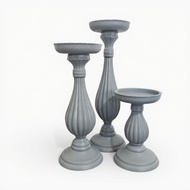 Cream Wooden Candle Holder Vintage Roman Pillar Candlestick Nordic Table Decoration for Home Photogr