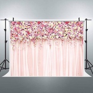 Wedding Pink Flowers Photography Backdrop 8x6ft Bridal Floral Wall Backdrops Romantic Spring Rose Background White Carpet Decoration Wedding Props Party Photo Shoot Backgroups