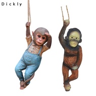 [Dickly] Hanging Monkey Figurine Monkey Hanging Animal Statue, Resin Animal Sculpture for Porch