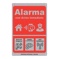 Instant Alert Alarm Sign -  Iron Wall Decor,  , Red with White Icons, Anti-Intrusion Vision, Anti-In