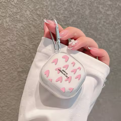 For Samsung Galaxy Buds 2 Pro Case For Buds Pro Live FE Case Soft Transparent Pink Love Cover Galaxy