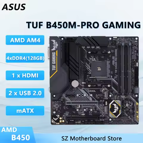 ASUS TUF B450M-PRO GAMING motherboard B450 placa mãe AM4 CPU Support Ryzen 5 5500 5 5600X 7 5700G 9 