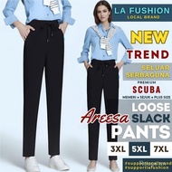 LA FUSHION Seluar Serbaguna LOOSE SLACK PANTS AREESA straight cut scuba ironless stretchable pants t