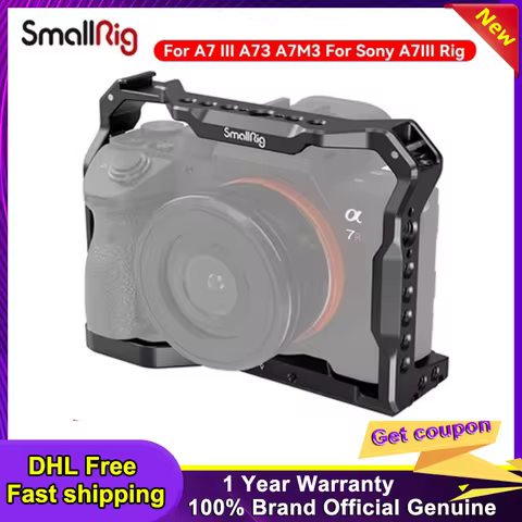Smallrig Camera Cage for A7 III A73 A7M3 For Sony A7III Rig with Cold Shoe Mount Wooden Side Handle 