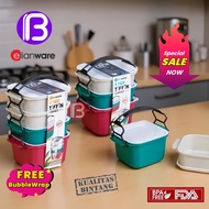 Elianware 2/3/4 Layer Tier Microwaveable BPA Free Square Tiffin Food Carrier Lunch Box with Carrier