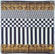 FENDI 古董絲巾  FF 標誌、格紋、條紋 巴洛克 20 x 19.5 英吋