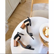 Giày sandal nữ cao gót vuông 7p quai bản ngang gót phối màu-SD135